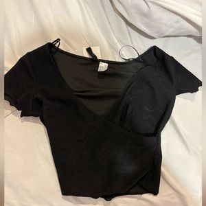 Sparkling black cross crop top
